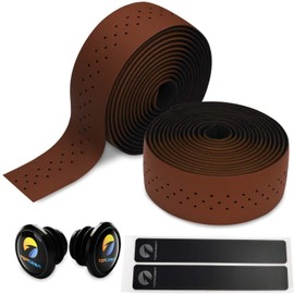 TOPCABIN 2 Rolls Bicycle Handlebar Tapes Camouflage Series Comfort GEL Road Bike Handlebar Tape Bike Bar Tape with Reflective Bar Plugs ((PU a pair) Dark Brown)