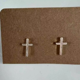 Missing Brand Rose Gold Cross Stud Earrings NWT