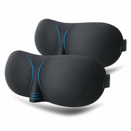 Wacnune 2 Pcs Black 3D Eye Mask Elastic Strap, Soft and Smooth Eye Cover for Men & Women Night Sleeping, Travel, Nap