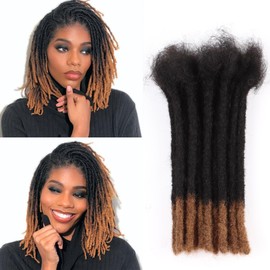 0.6cm Permanent Loc Extensions Human Hair 10 inch 60 Strands Handmade Real Human Hair Dreadlock Extensions for Men Women Ombre Dread Extensions Human Hair #T1B/30