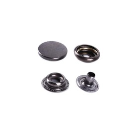 Trimming Shop Press Studs 15mm 4 Parts Snap Fasteners Gunmetal, Pack of 10 Brass Made and Heavy Duty For Fabric Clothes Repairing, Leather Crafts, Arts and Sewing Projects