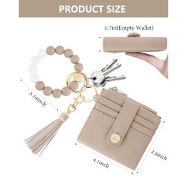 Sunpour Small Wristlet Wallets for Women Keychain Wristlet Wallet RFID Blocking Key Chain Wallet With Zipper Coin Pocket,2 Id Window, Light Camel, small, Small Wallet