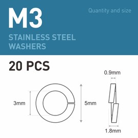 BOUMVID Pack of 20 Spring Washers M3, Spring Washers Shape B after Spring Ring Smooth, 304 Stainless Steel DIN 127 A2 V2A Spiral Spring Washers Spring Washers Snap Ring Washers