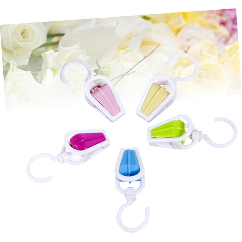 10Pcs Colorful Portable Plastic Strong Swivel Hook Rotating Laundry Hanging