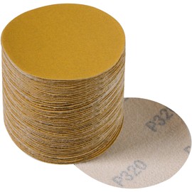 CowboyBOB 3 Inch 50PCS Hook and Loop Sanding Discs No Hole 320 Grit Gold Aluminum Oxide Orbital Sander Sandpaper Air Random Orbital Sander Paper for Wood Auto Body Paint Metal Polishing Use