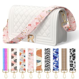 Gukeniu Wide Shoulder Strap Purse Strap Adjustable Replacement Crossbody Handbag Straps Extender Bag Belt (Pink Flowers)