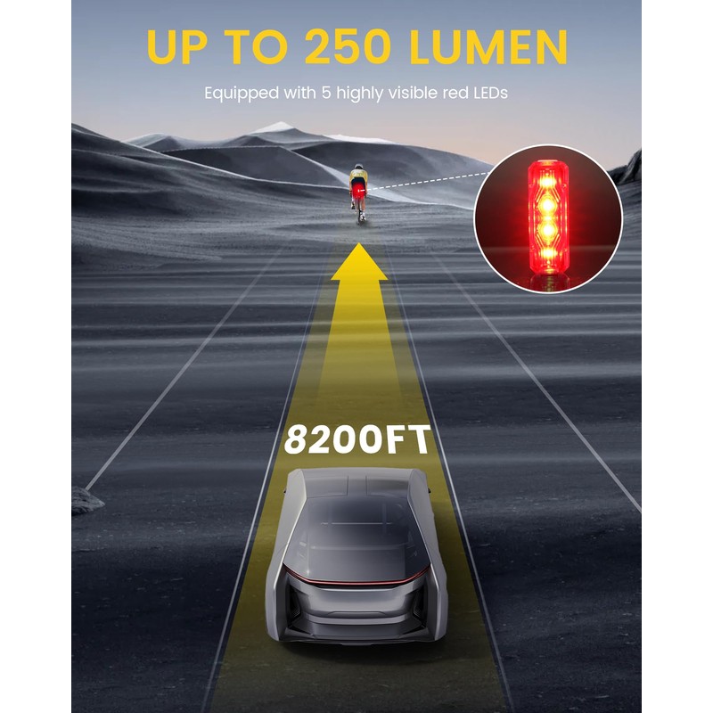 RAVEMEN TR250 Tail Light, Bicycle, Rear Light, 3 Mounting Methods,