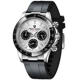 Pagani Design Unisex Watch Rubber Band Analog Quartz Wrist Watch for Men Daytona Homage Luxury Waterproof Dress Wristwatch Auto Date- PD-1664-WZ, Grey