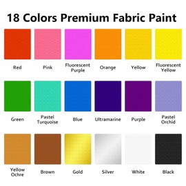 Fabric Paint, Shuttle Art 18 Colors Permanent Soft Fabric Paint in Bottles (60ml/2oz) with Brushes, Palette, Stencils, Non-Toxic Textile Paint for T-shirts, Shoes, Jeans, Bags, DIY Projects&Art Crafts