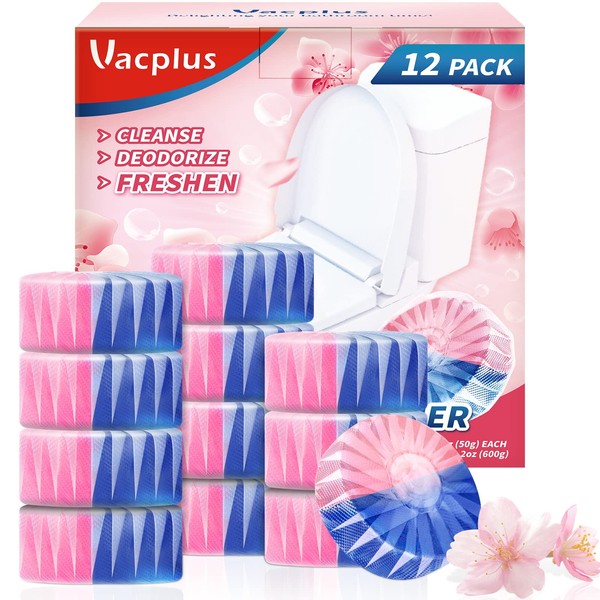 Vacplus Toilet Bowl Cleaners - 12 Pack, Upgraded Long-Lasting Toilet Cleaner, Toilet Bowl Cleaner Tablets, Prevent Various Stains