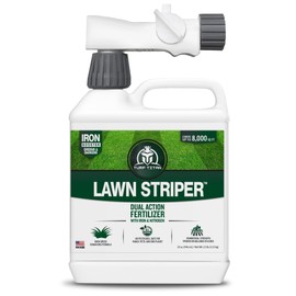 Turf Titan Lawn Striper Hose End – Iron & Nitrogen Fertilizer to Promote Dark-Green, Stripe-Defined Turfs – Kids & Pet Safe, Natural Lawn Fertilizer – Green Grass Solution – 6,000 Sq Ft (32 oz)