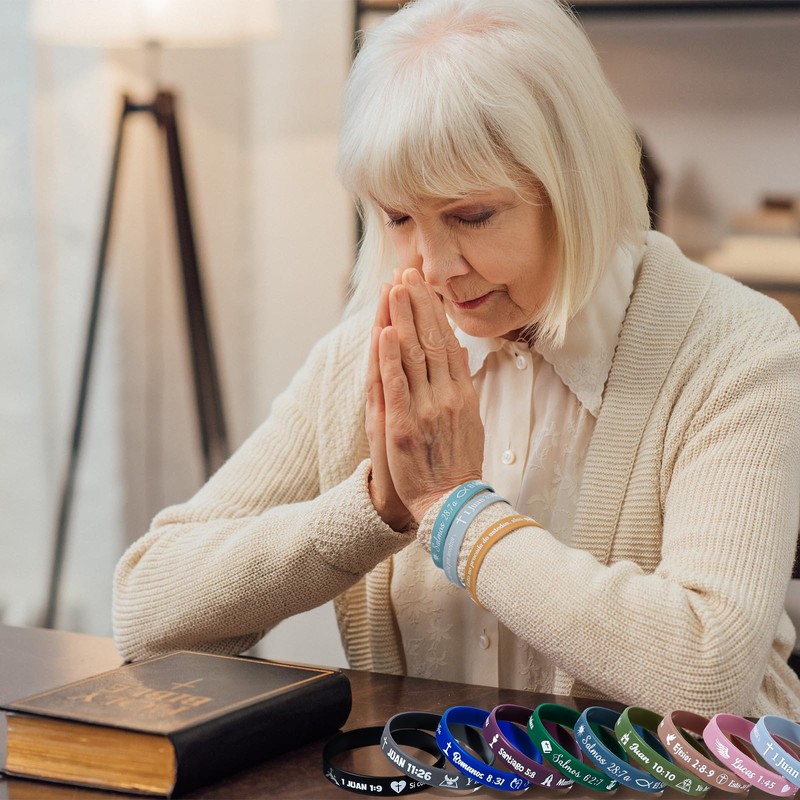 Skylety 120 Pcs Spanish Bible Verse Motivational Rubber Wristbands Silicone