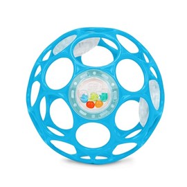 Bright Starts Oball Sonajero de fácil agarre sin BPA para bebé en azul, edad recién nacido y más, 10 cm