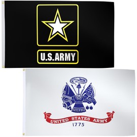 Kinoy Set of 2 Army Flag 3x5 outdoor, American United States 1775 White Army Flags & Star Black Banner for Outdoor Indoor Garage Room Wall