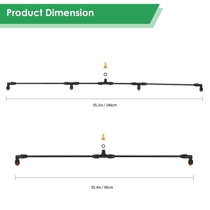 4 Nozzles Sprayer Boom Wand with 3/8 Inch Brass Barb,
