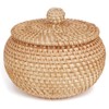 Exogio Round Rattan Basket with Lid, Hand-Woven Rattan Storage Basket