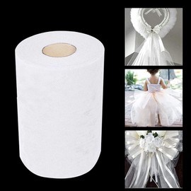 QINERSAW 92 m x 15 cm Tulle Fabric Roll White Tulle Wedding Tulle Ribbon Table Decoration Polyester Tulle Roll Decorative Fabric Tulle Decorative Ribbon Tulle Table Runner for DIY Tutu Skirt Craft Bow
