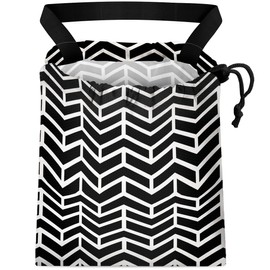 GEGEPINK Car Trash Bag Hanging Back of Seat Waterproof Small Drawstring Garbage Bags for Car Cute Printed One-Handed Strap Grocery Bags for Car Accessories-Black White Car Trash Bag