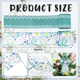 Spring Floral Wired Edge Ribbon for Wreath Bows – Vintage Botanical Pattern Burlap Ribbon – Gift Wrapping DIY Craft Ribbon for Spring Decor and Party Supplie