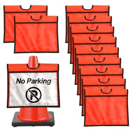 RoadHero [12 Pack] Traffic Cone Sleeve with Pockets, Orange Traffic Warning Sign Cover for Outdoor Activity Warning, Construction Signs, Sports Training, Parking Lots