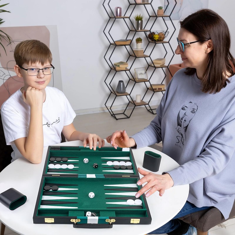 RERIVER Backgammon Set 2 Players Classic Backgammon Sets for Adults