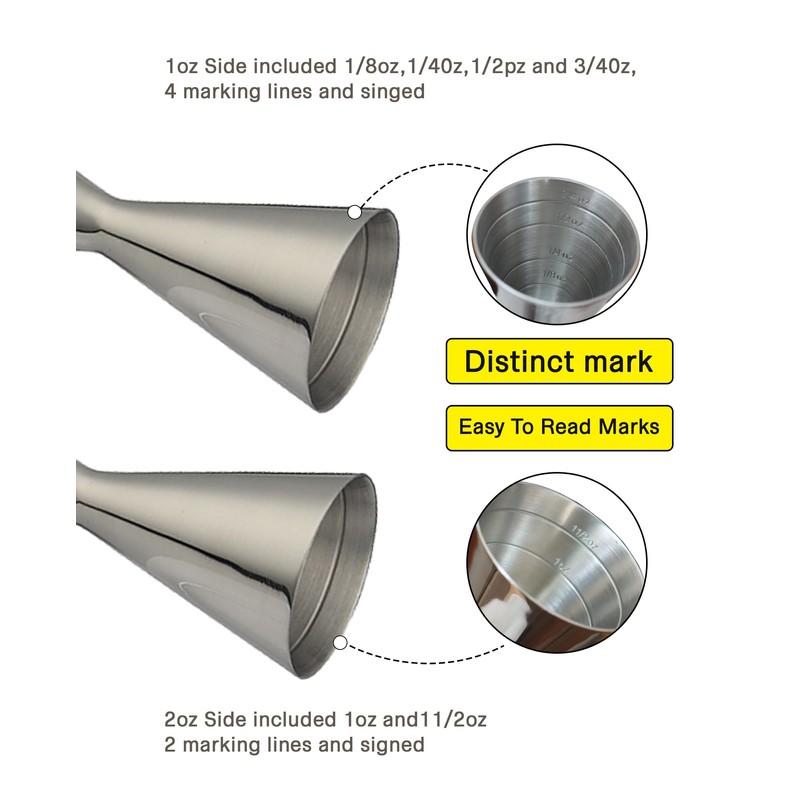 Debrabby Silver Double Jigger Premium Japanese Style Slim Measuring 2