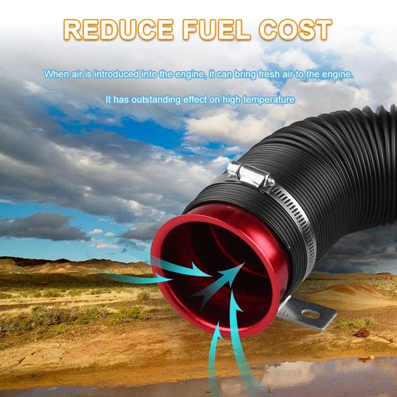 Sporacingrts Universal Multi Adjustable 77mm Flexible Cold Air Intake Pipe