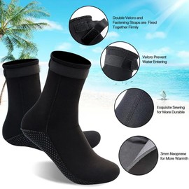 VGEBY Calcetines de Buceo, Calcetines de Agua de 3 Mm, Calcetines de Playa Antideslizantes de Neopreno con Cobertura Completa del Tobillo para Nadar, Bucear, Deportes Acuáticos (Negro)
