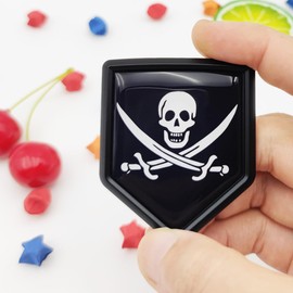 Overdecor Pirate Jack Rackham Flag Decal Stickers Emblem Jolly Roger Car Accessories Decorations Shield Flag Sticker Decals for Cars Truck Vehicles, 2 Pack