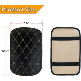 CGEAMDY Universal Leather Armrest Cushion Soft Non-Slip Waterproof Car Accessories for Suv Truck Car (Black-Beige)