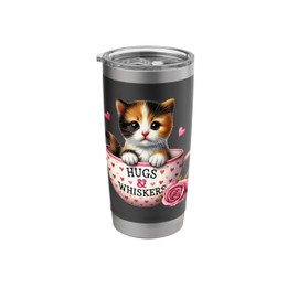 Hugs & Whiskers Cute Kitten in Mug Design Stainless Steel Insulated Tumbler
