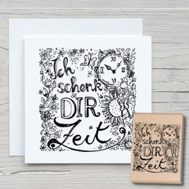 Newstamps Stamp Ich schenk Dir Zeit Motif Stamp Large Wooden & Rubber for Card Making, Wooden Stamps, Sayings, Sayings, Text Stamp, Lettering, Scrapbook, Textile Stamp, Decoration