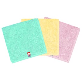 Imabari Towel Set of 3, Thick, Towel Handkerchief, 9.8 x 9.8 inches (25 x 25 cm), Plump & Absorbent, Stylish, Summer, Sweat Absorbent, Unisex, Bulk Purchase, Water Absorption, Unisex, Hand Towel, 100%