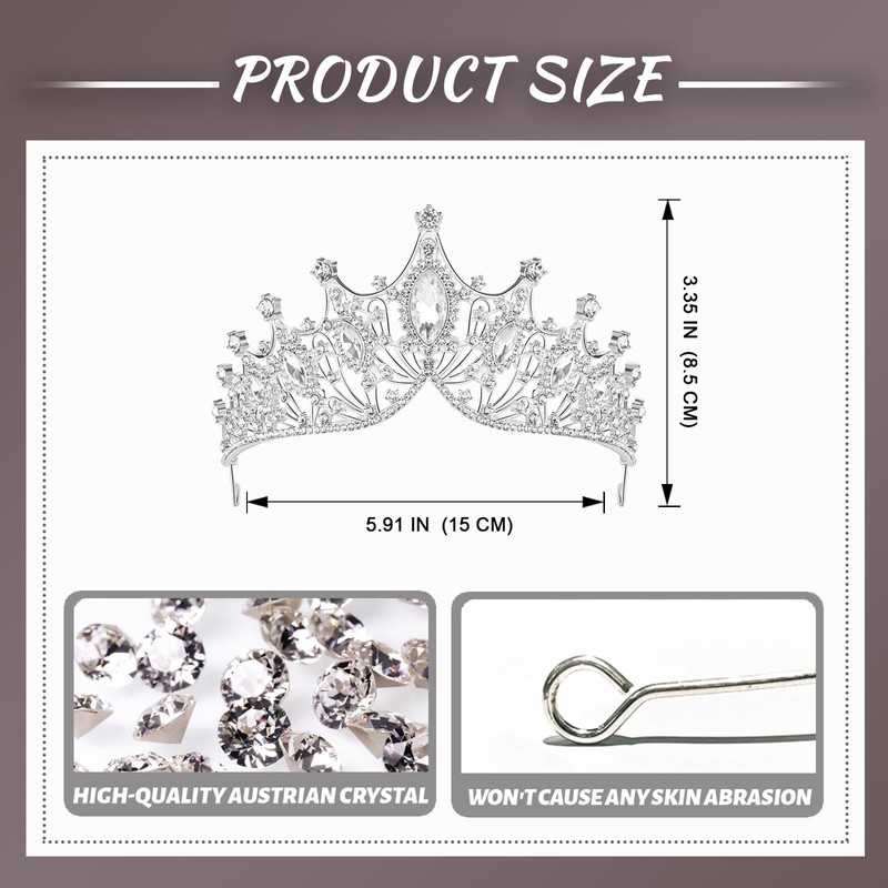 IRYCSSCE birthday princess silver crown for women