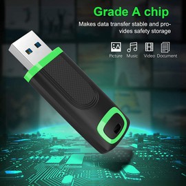 KEXIN USB Stick 128GB USB 3.0 Flash Drive Cap Design USB Memory Stick Mini Data Storage Stick USB Pen Drive Thumb Drive Fast Speed USB Drive for PC Laptop Tablet Macbook Car TV (Black Green)