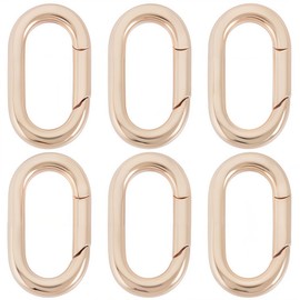 SUNNYCLUE 1 Box 6Pcs Small Spring Oval Rings Carabiner Ring Jewelry Real 18K Gold Plated Brass Keyring Clasp Snap Hook Buckle Trigger Gate Clip for Purse Jewelry Making Bracelet Bags Lanyard DIY Craft