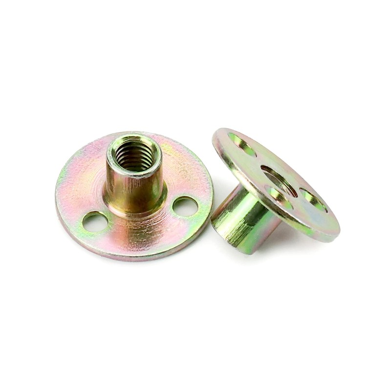 QWORK 3/8"-16 Iron Plate Nut, 12-Piece Set T-nut with Round