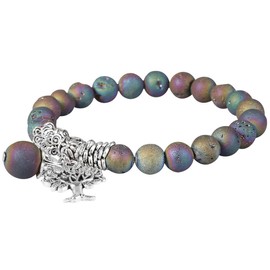 KYEYGWO 8mm Tree of Life Chakra Bracelet, Reiki Healing Balancing Lucky Charm Stretch Stone Beads Bracelet for Unisex