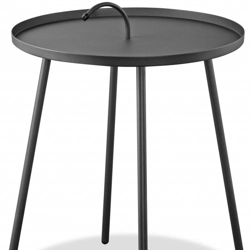 Homeroots 25" Gray Stainless Steel Round End Table