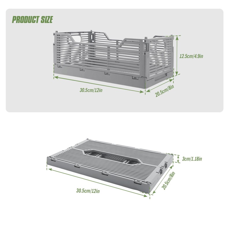 Vivikivi 4-Pack Plastic Crates for Storage, Collapsible Storage Crates Stackable,