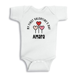 My First Valentine's Day Amara Baby Infant One Piece Bodysuit Newborn White
