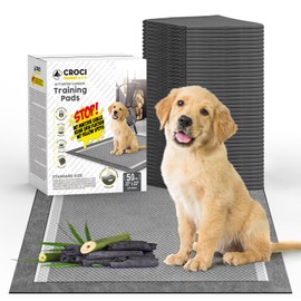 CROCI Puppy Pee Pads 22"x22" Charcoal Pee Pads, Odor-Control Charcoal Puppy Pads & Super Absorbent Dog Pads Holds Up to 4 Cups of Urine, Leak-Proof & Quick-Dry Dog Pee Pads, Disposable (50 Counts)
