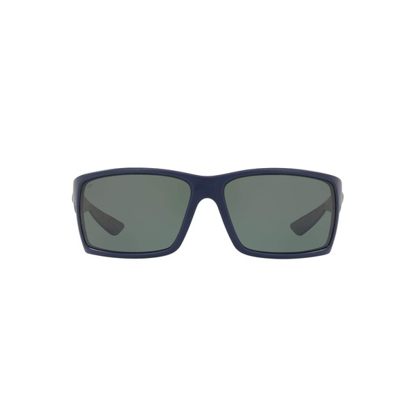 Costa Del Mar Men's Reefton Polarized Rectangular Sunglasses, Matte Dark Blue/Grey Polarized-580P, 64 mm