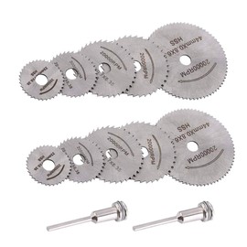 Saipor 12pcs/2Sets HSS Circular Wood Cutting Saw Blade Discs with 2pcs 1/8" Shank Extension Rod for Dremel Rotary tool Mandrel