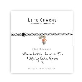 Life Charms Womens Little Acorns Bracelet Silver Plated