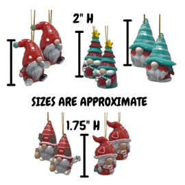 Gnome Christmas Ornaments - Set of 20-4 Each of 5 Designs - Xmas Tree Decorations and Accents - Crafting Accessories - Package Tie-Ons - 1.75" X 2" H