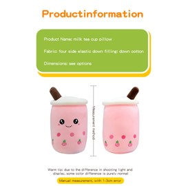 Cute Milk Tea Cup Pillow Stuffed Bubble Tea Pillow for Bedtime Room Decor Home Decoration Cushions (70cm)