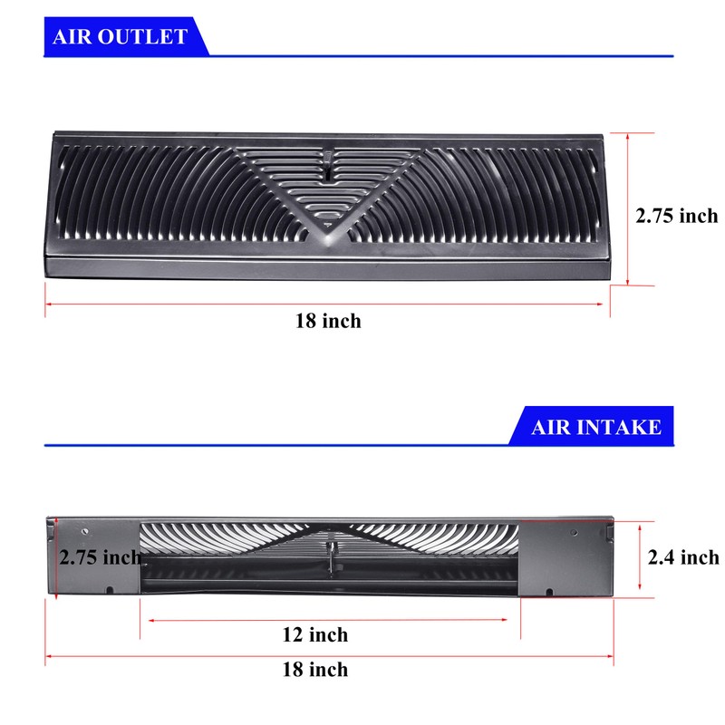 JUYO VONSAN 18 inch Baseboard Register Vent Cover Grill Black