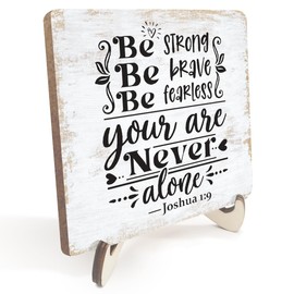 Inspirational Wood Sign Rustic Desk Decor Decorative Positive Christian Religious Bible Verse Faith Decorations for Home Farmhouse Office Bathroom Decor Table Shelf Wooden Plaque with Wood Stand