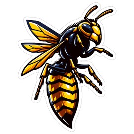 Hornet Sticker 4 Inch Vespa Stinging Insect Hornet Lover Pest - Waterproof Animal Vinyl Decal for Laptop Water Bottle Car Tumbler - Durable Aesthetic Long-Lasting Stickers for Adults ID44990